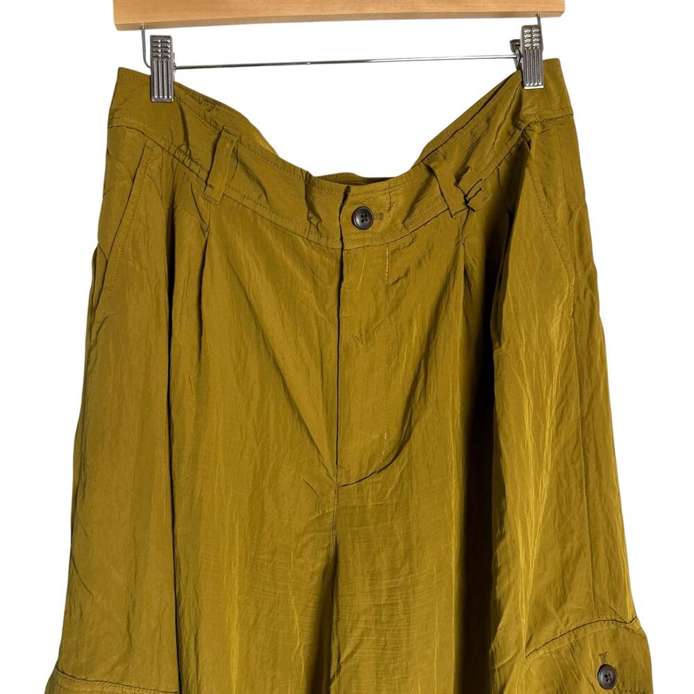 Madewell The Harlow Wide-Leg High Rise Olive Drapey Relaxed Cargo Pants Size 14 - Picture 8 of 16